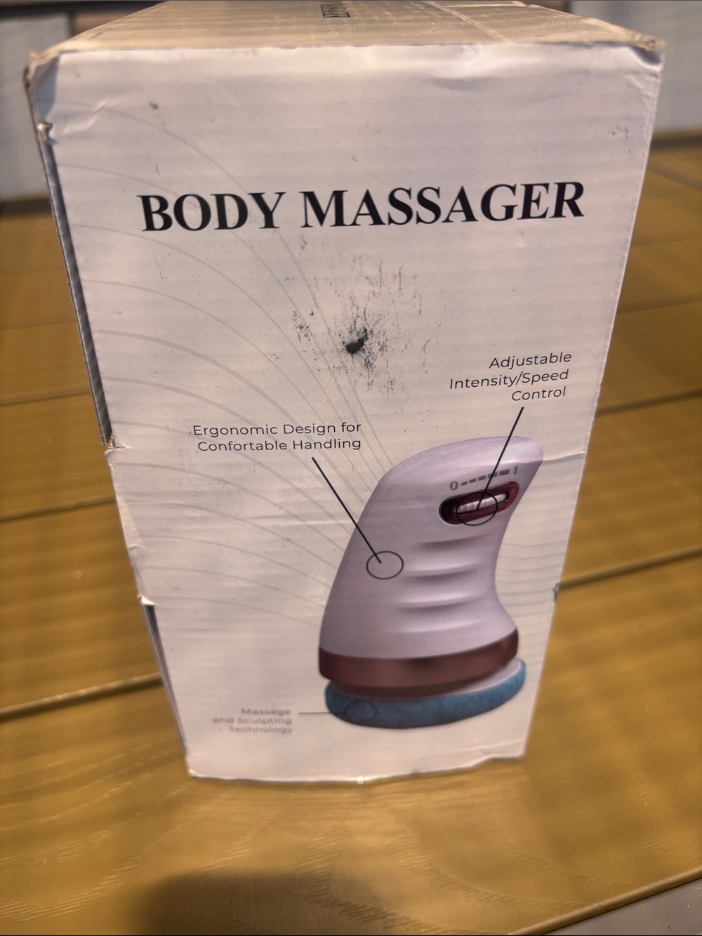 Handheld Body Massager - White with Rose Gold Trim